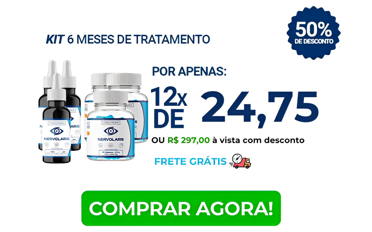 Kit Nervolaris 6 meses - suplemento indicado para suporte prolongado à saúde mental, com ingredientes naturais certificados pela Anvisa